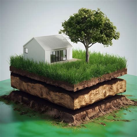 Premium Photo A Detailed D Model Of Earths Layers With House Tree