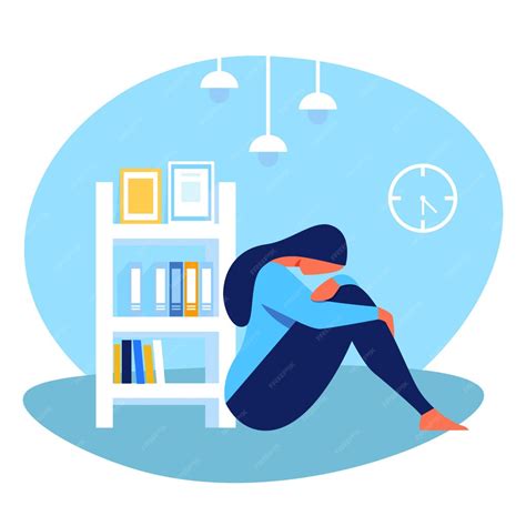 Premium Vector Depressed Woman Sitting On Floor In Room Vector