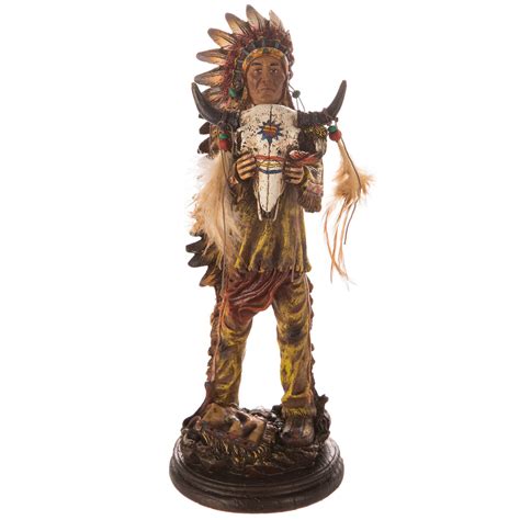 Nos Native American Indian Chief Miniature Resin Statue Figurine