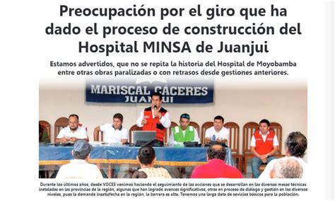 Preocupaci N Por El Giro Del Proceso De Construcci N Del Hospital Minsa