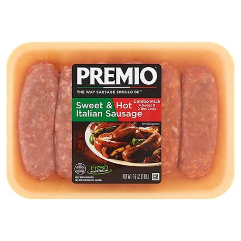 Premio Sweet And Hot Italian Sausage Combo Pack 6 Count 16 Oz Shoprite