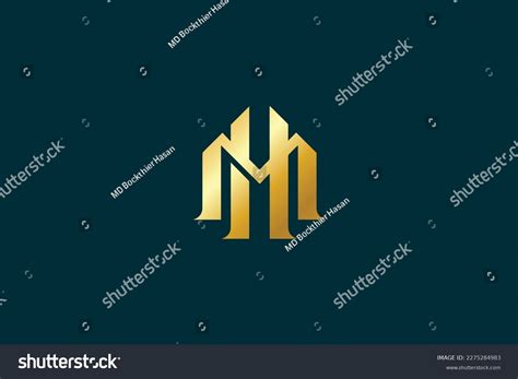 Hm Letter Golden Typography Brand Logo Stock Vector Royalty Free