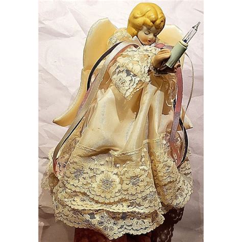 Revco Holiday Vintage 8s Porcelain Angel Tree Topper 9 Revco Satin