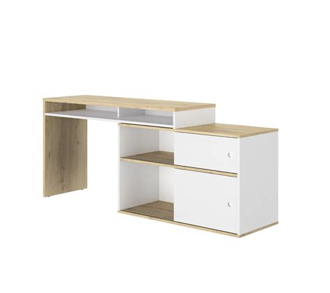 Bureau Modulable Modula Imitation Ch Ne Et Blanc Bureau Secr Taire But