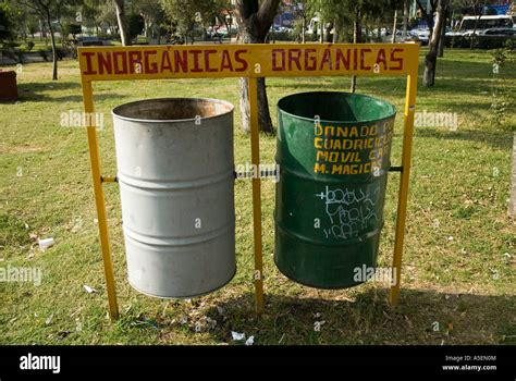 Cubo De Basura Basura Orgánica E Inorgánica México Fotografía De