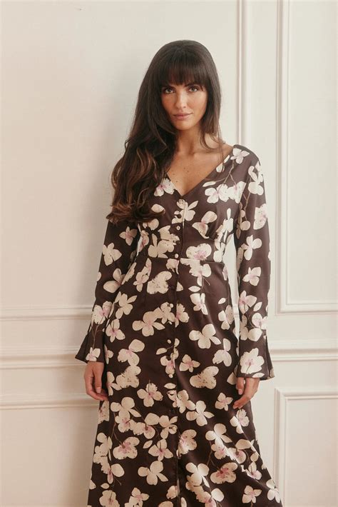 Shop PAUEME I Retrouvons-nous en terrasse I Robe Olivia Fleurs marron