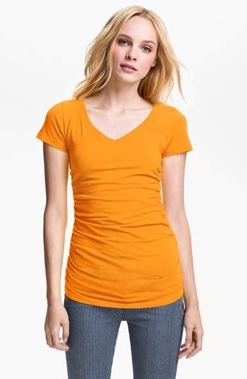 Caslon® Shirred V Neck Tee Available At Nordstrom Clothes Fashion