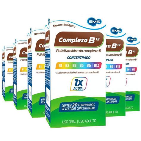 Kit 6 Complexo B Concentrado 20 Comprimidos Cada Ems em Promoção na