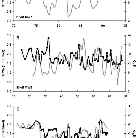 Sr Ca Ratios Black Lines With Symbols And Average D 18 O Gray Line