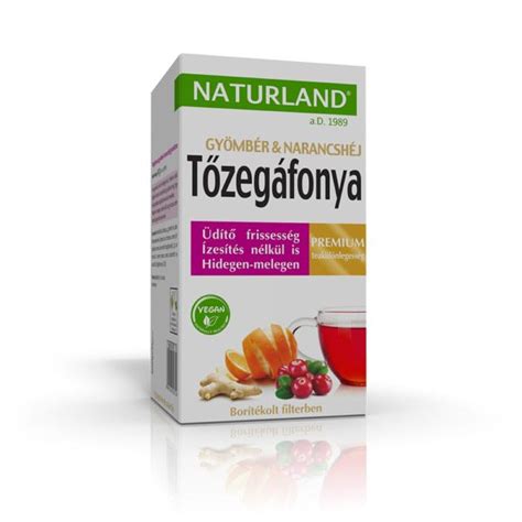 Naturland Tőzegáfonya gyömbér narancshéj gyümölcstea 20x