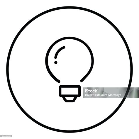 Lightbulb Line Icon Inside Circle Idea Creativity Black Outline Line