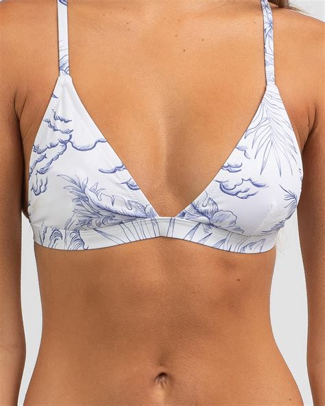 Shop Quiksilver Classic Bralette Bikini Top In Cobalt Mono Paradise