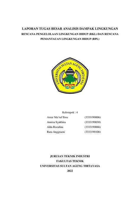 7 RKL RPL Kelompok 2 Peran Dan Keguanaan Amdal LAPORAN TUGAS BESAR