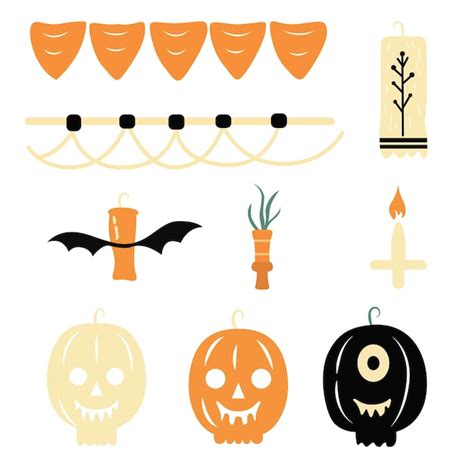 Premium Vector Halloween Vector Elements Set Creepy Pumpkins Flags