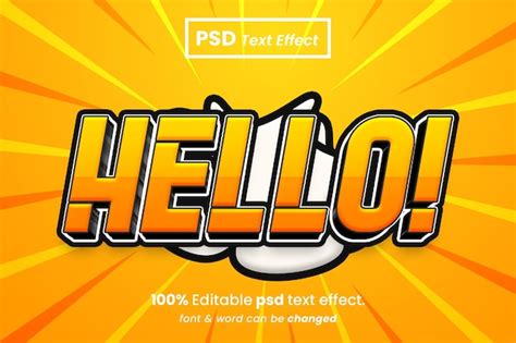 Hola Efecto De Texto Editable D Archivo Psd Premium