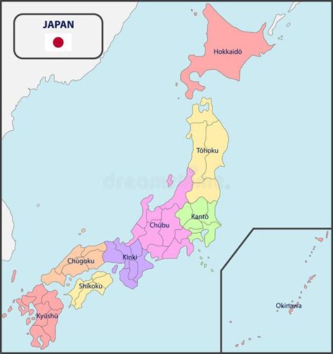 Political Map Of Japan With Names Stock Vector Illustration Of Region