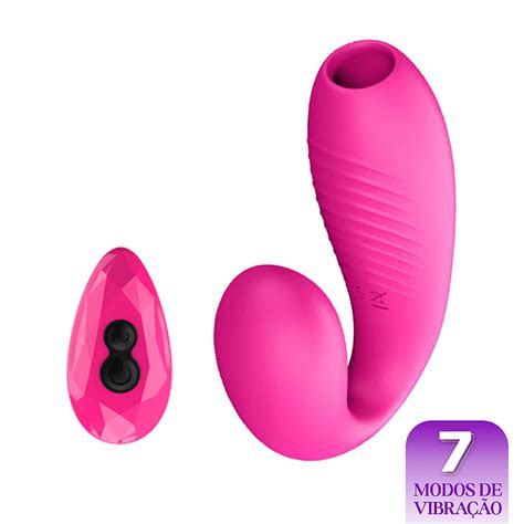 DB Vibrador de Casal Fléxivel Sugador e Controle Remoto Libb Sex Toys Importadora