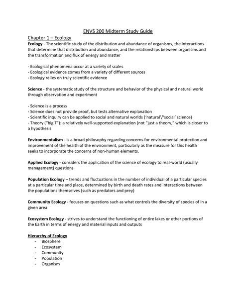 Envs Midterm Study Guide Envs Midterm Study Guide Chapter