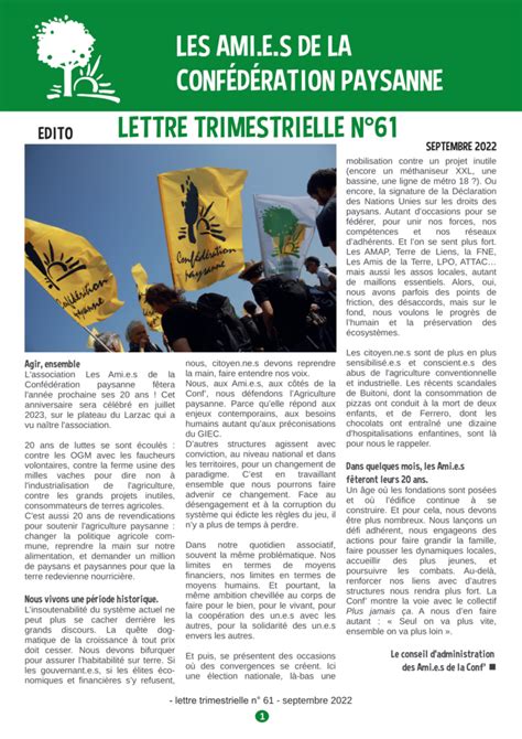 Lettre Trimestrielle Septembre Les Amies De La Conf D Ration