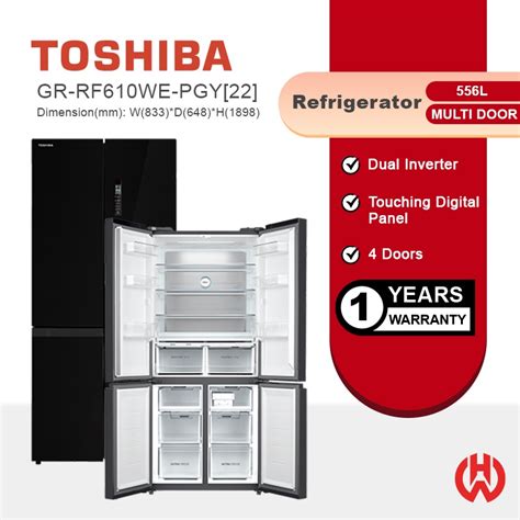 Toshiba L Multi Door Dual Inverter Refrigerator Gr Rf We Pgy