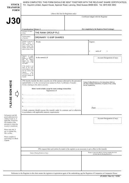 Stock Transfer Form Fillable Printable Forms Free Online