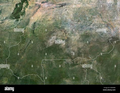 Satellite View Of Burkina Faso With Country Boundaries This Image