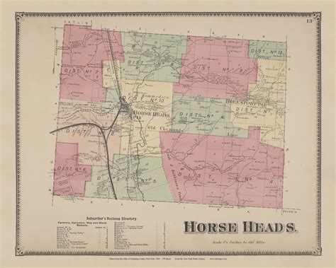 Horse Heads, New York 1869 - Old Town Map Reprint - Chemung Co. Atlas ...