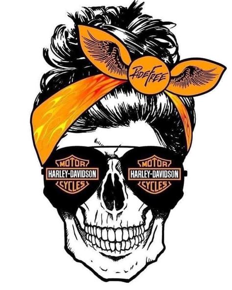 Harley Davidson Svg Png  Harley Davison Skull Messy Bun Svg Png 