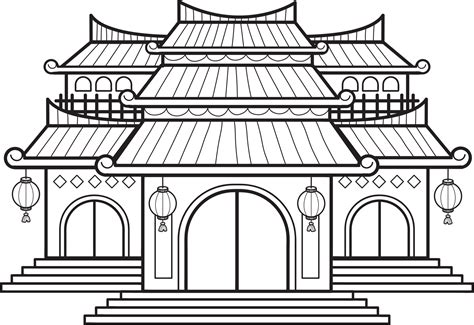 Hand Drawn Chinese Building Or Temple Illustration Png