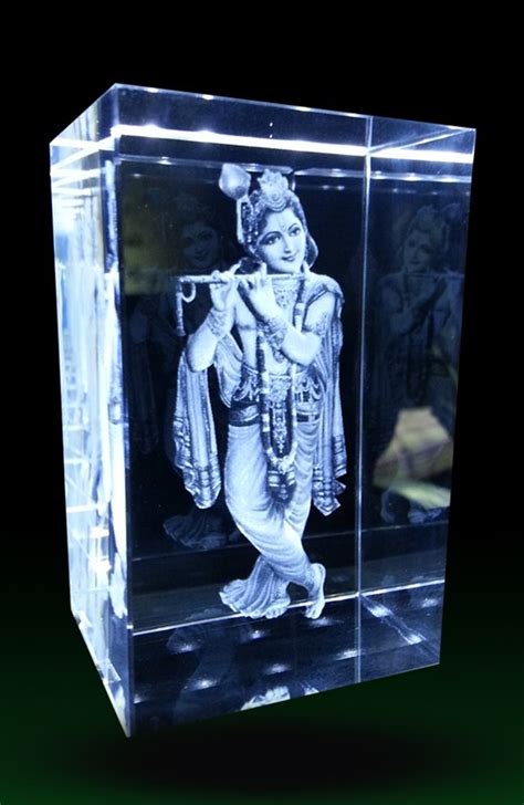 Transparent D Crystal Laser Engraved Krishna Crystal Gifts Size