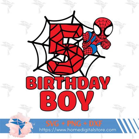 5th Birthday Boy Spiderman Svg Png Dxf