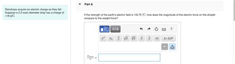Solved Part Araindrops Acquire An Electric Charge As They Chegg