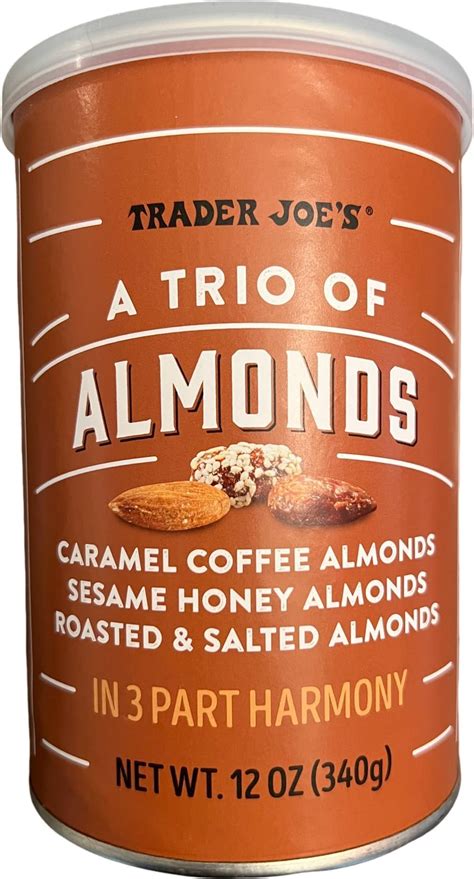 Trader Joe S A Trio Of Almonds Caramel Coffee Sesame Honey Roasted And Salted