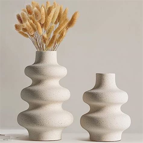 Ceramic Vases Set Of 2 White Vase For Modern Home Decor