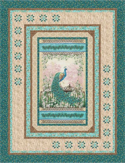 Jewel Of The Garden Peacock Twin Large Lap Quilt Kit By Timeless