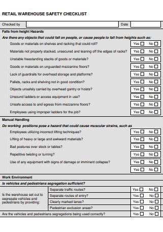 9+ SAMPLE Warehouse Safety Inspection Checklist in PDF