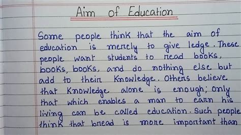 Essay On Aim Of Education In English Edurakib YouTube