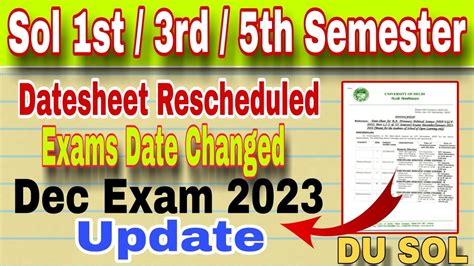 Du Sol St Rd Th Semester Datesheet Rescheduled Sol Exams Date