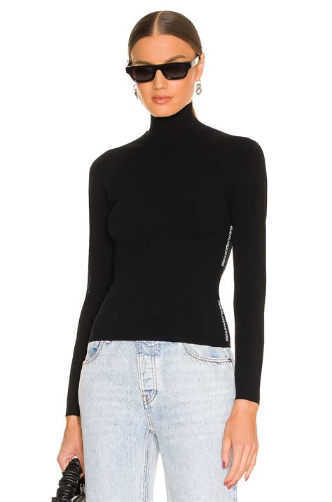 Alexander Wang Logo Trim Turtleneck In Black Revolve