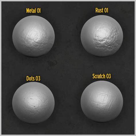 Zbrush Alpha Pack – Metal surfaces (Free) by Fredo Gutierrez – zbrushtuts