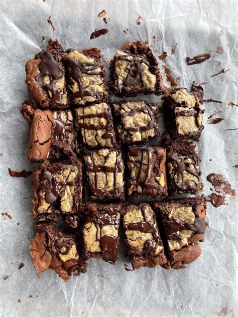 Homemade Doppelte Schokoladen Erdnussbutter Brownies Gemischte Dinge