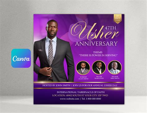 Church Usher Anniversary Flyer Church Usher Day Flyer Church Flyer Etsy