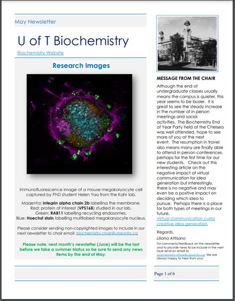 Biochemistry University Of Toronto News And Events