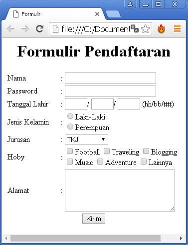 Cara Membuat Form Formulir Pada HTML Belajar Komputer Jaringan Dan