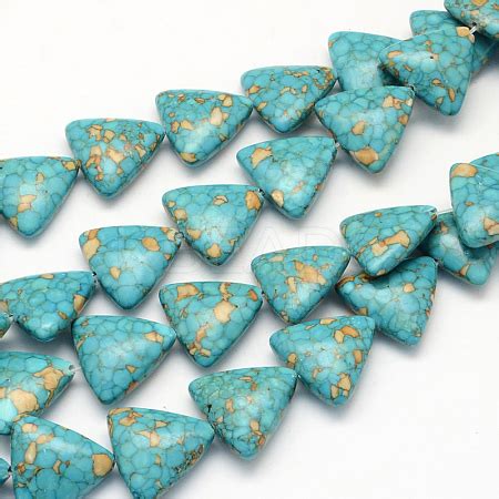 Wholesale Dyed Synthetic Turquoise Triangle Bead Strands KBeads