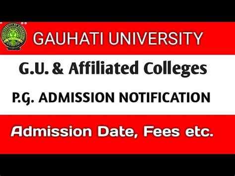 Gauhati University Pg Degree Admission Notification Guwahati