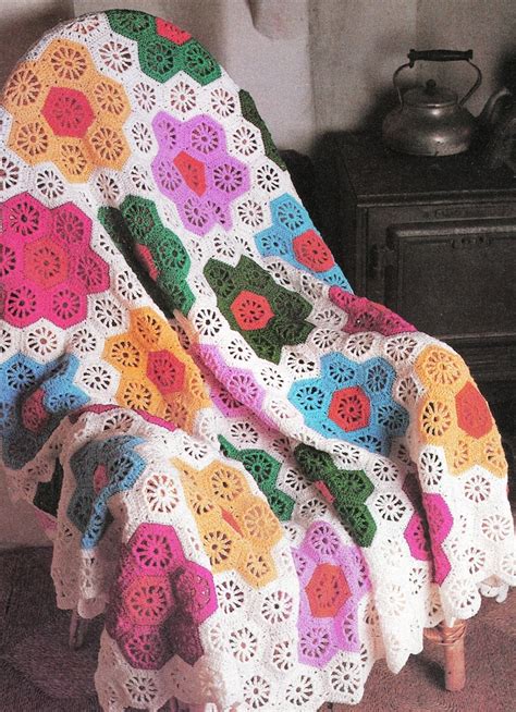 Lacy Crochet Flower Afghan Pattern Granny Blanket Pdf Instant Etsy