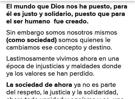 vivimos en una sociedad justa solidaria Y en qué nos damos cuenta