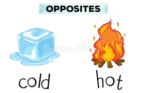 Opposite Words For Cold And Hot Stock Vector Illustration Of Object