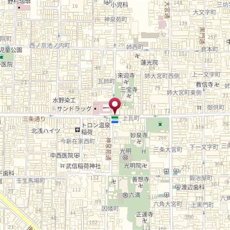 京都府京都市中京区三条通大宮西入上る上瓦町 の地図 Mapfan